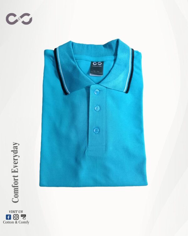 Premium Cotton Polo – Sky Blue