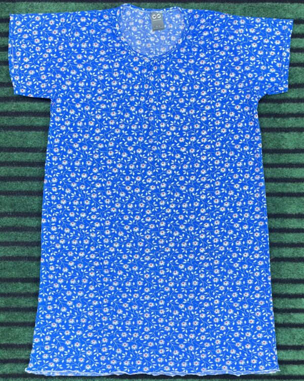 Ladies Long T-Shirt with Palazzo - Blue Flower