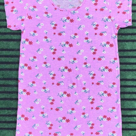 Ladies Long T-Shirt with Palazzo - Pink Flower