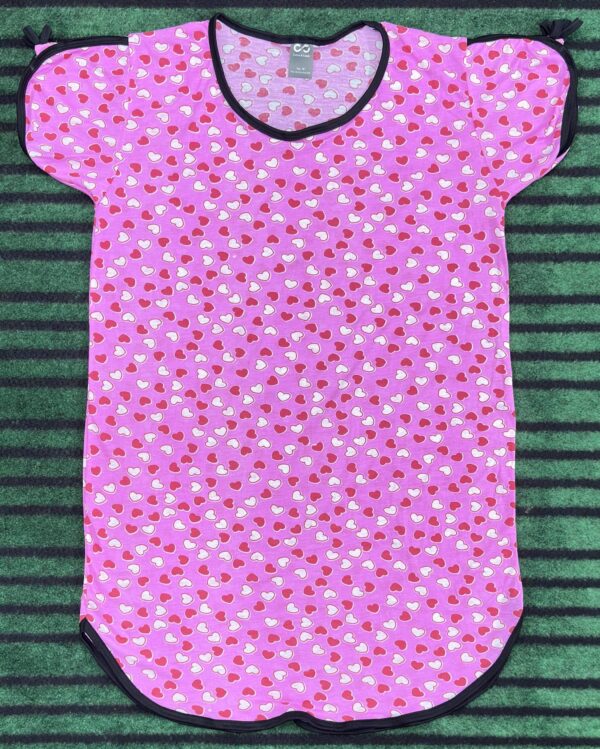 Ladies Long Round T-Shirt with Palazzo - Pink Love