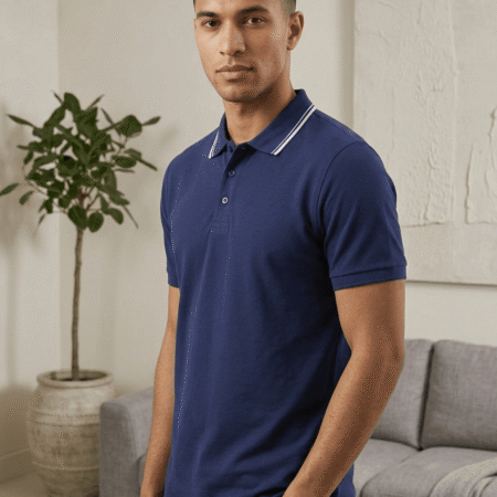 Premium Cotton Polo – Navy Blue