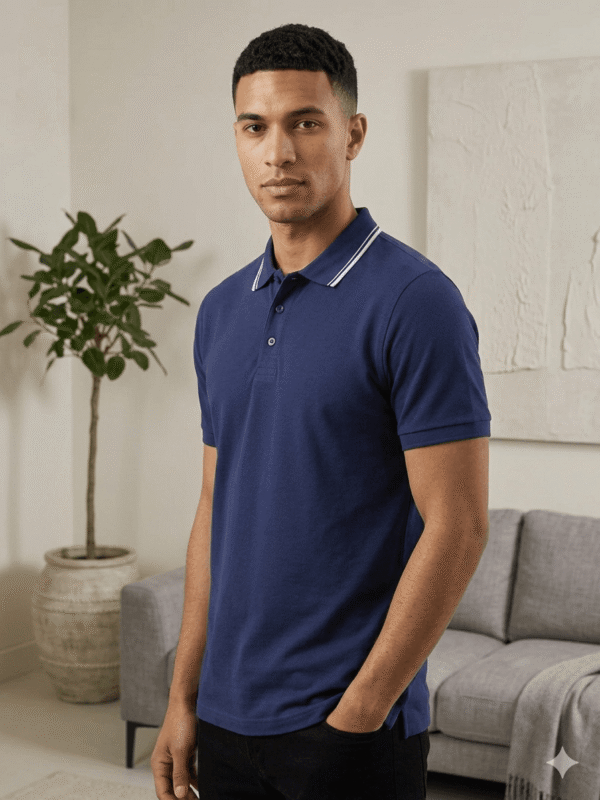 Premium Cotton Polo – Navy Blue