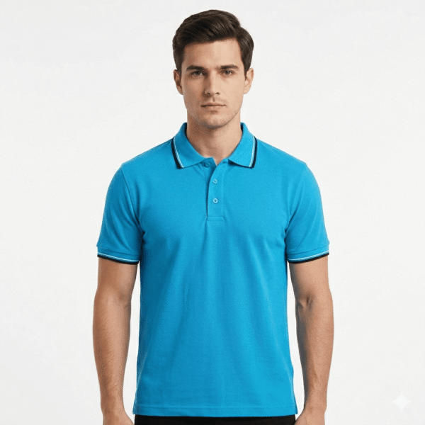 Premium Cotton Polo – Sky Blue